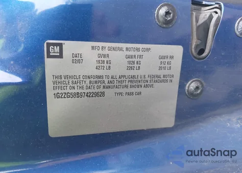 2007 Pontiac G6 z USA, uszkodzony, nr VIN 1G2ZG58B974229628